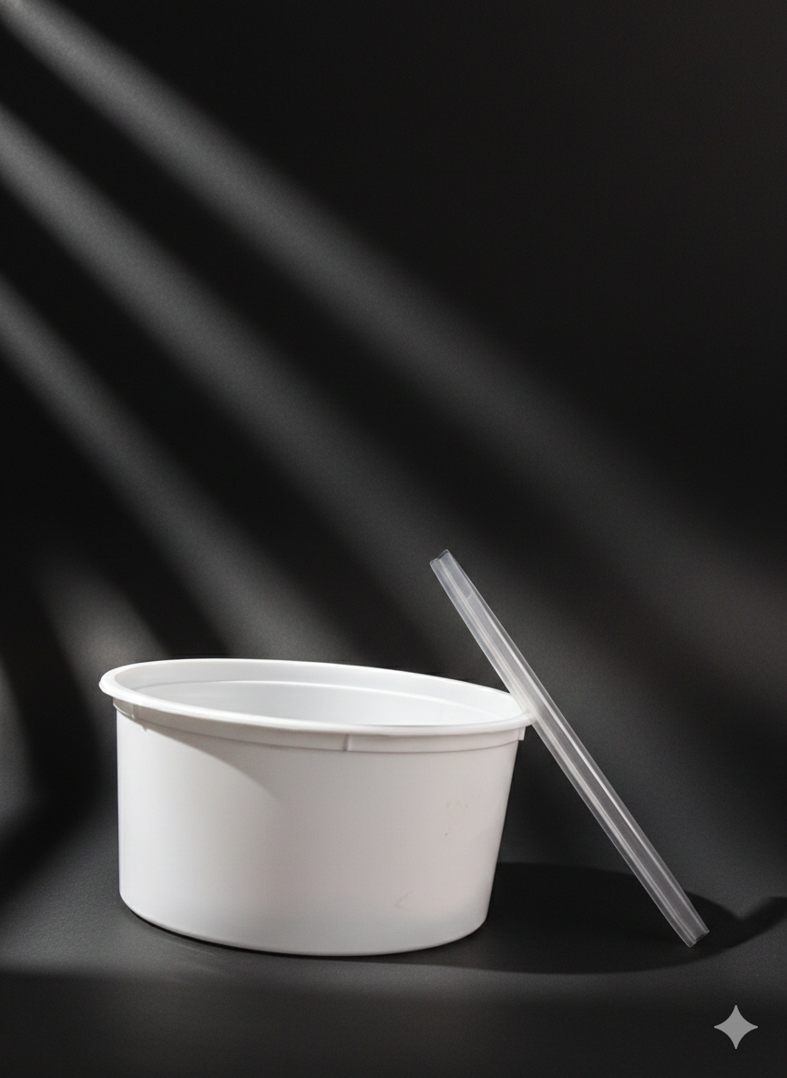 Round Container  100 ML   Milky  + Transperent lid