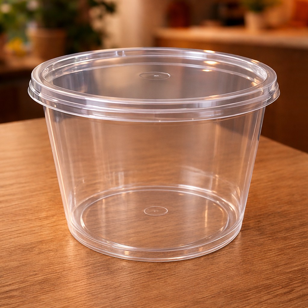 Round Container  700 ML   Transperent  + Transperent lid
