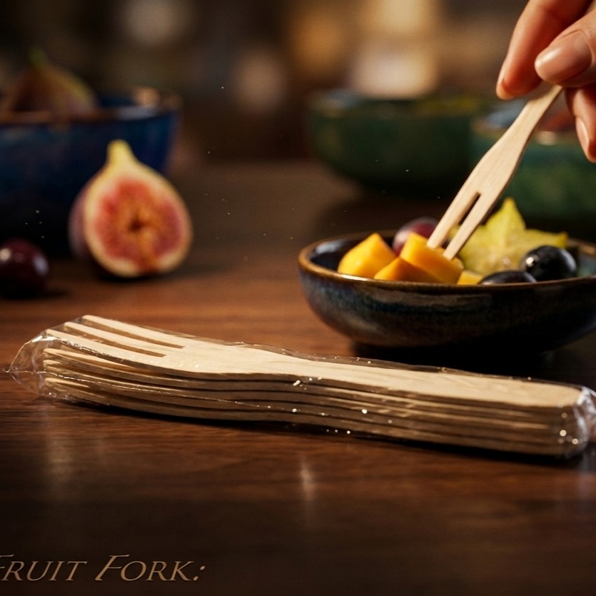 Wooden fruit fork
